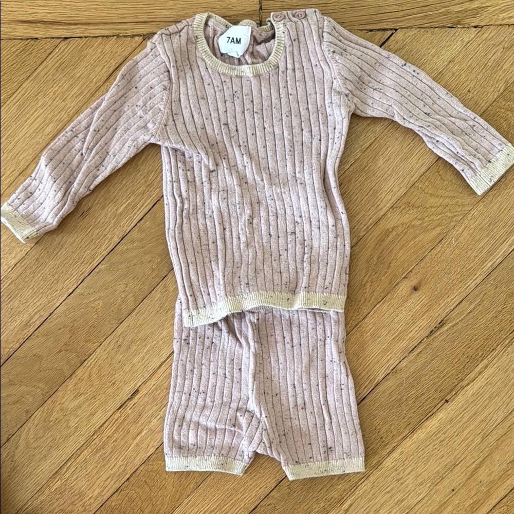 Kids Knit Set - Pink and Cream